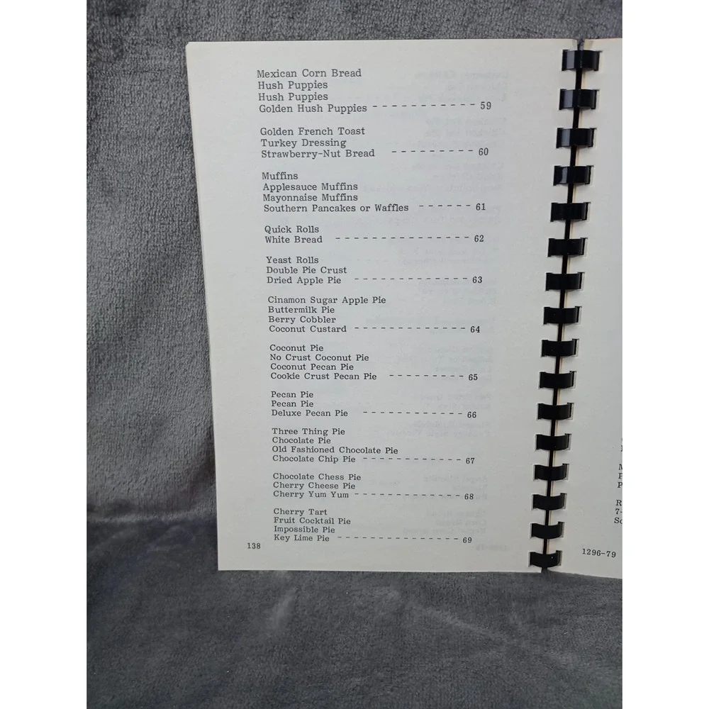 Pisgah United Methodist Church Kernersville, NC Cookbook 1979 Squirrel, Oppossum